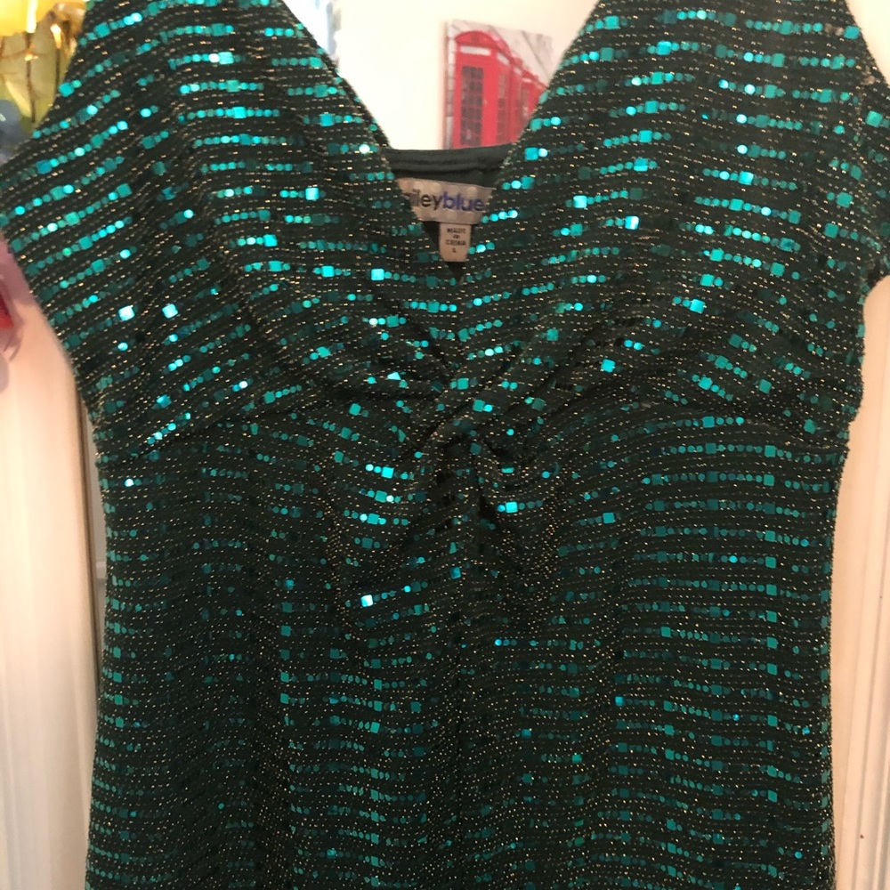 Green Sequin with gold accents Dress